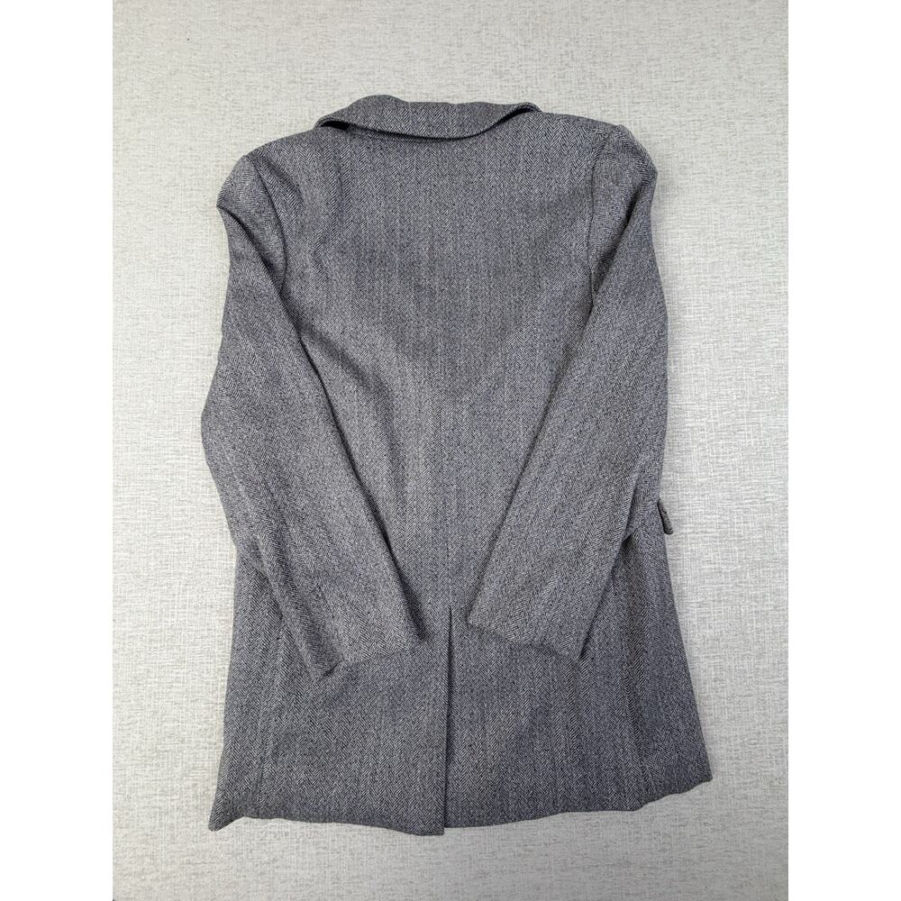 H&M Women’s Small Gray Herringbone Double Breasted Longline Blazer Jacket - Picture 3 of 8